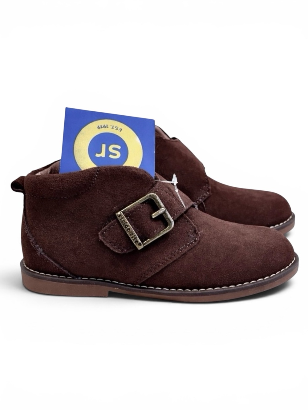 Stride Rite Sterling Brown Suede Leather Ankle Boots Buckle Strap 11.5M NIB